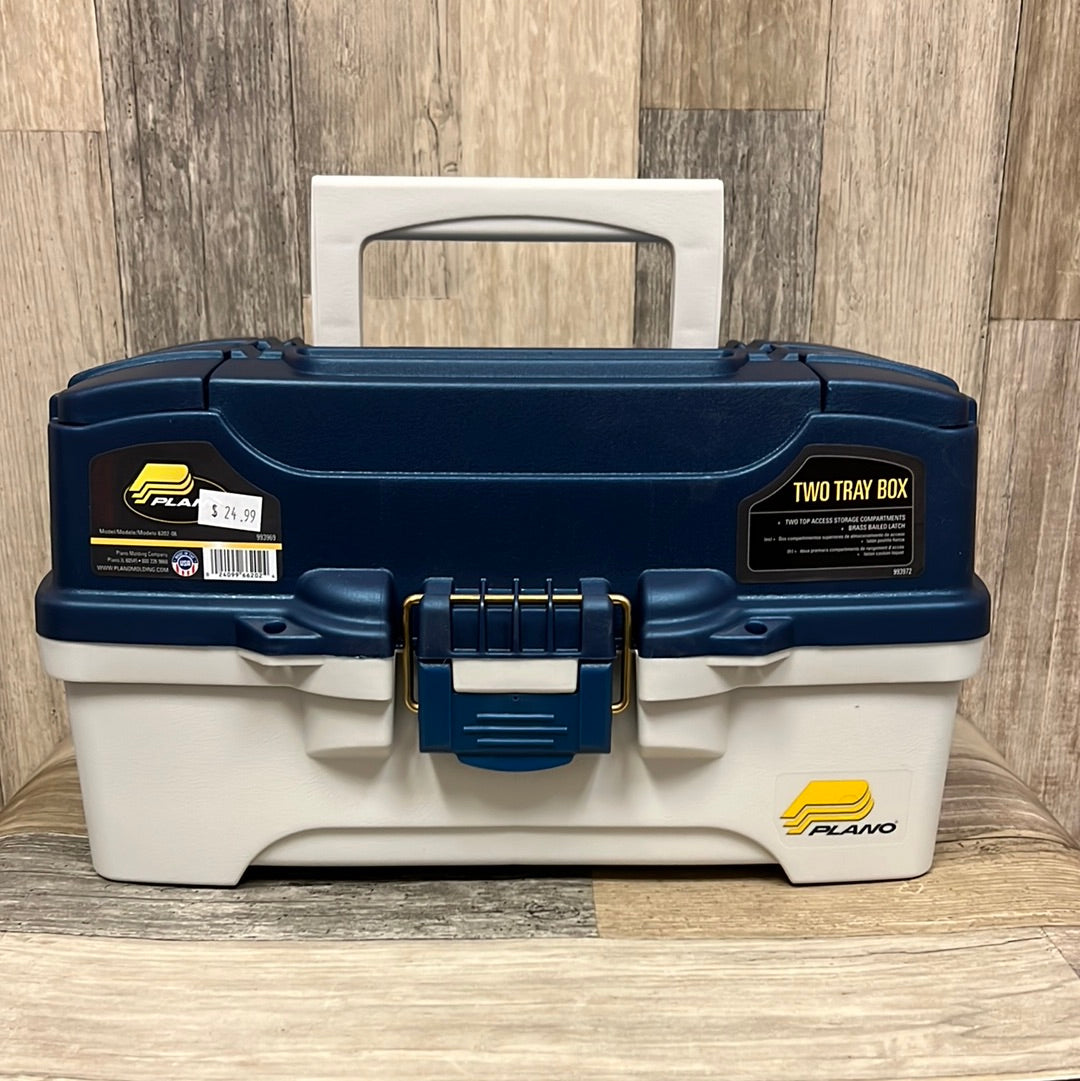Plano 620206 2 Tray Tackle Box w/Dual Top Access Blue Met/Off