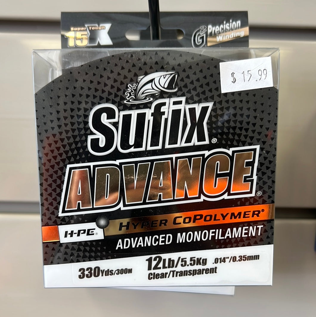 Sufix Advance Monofilament 12 lb Clear 330 Yds