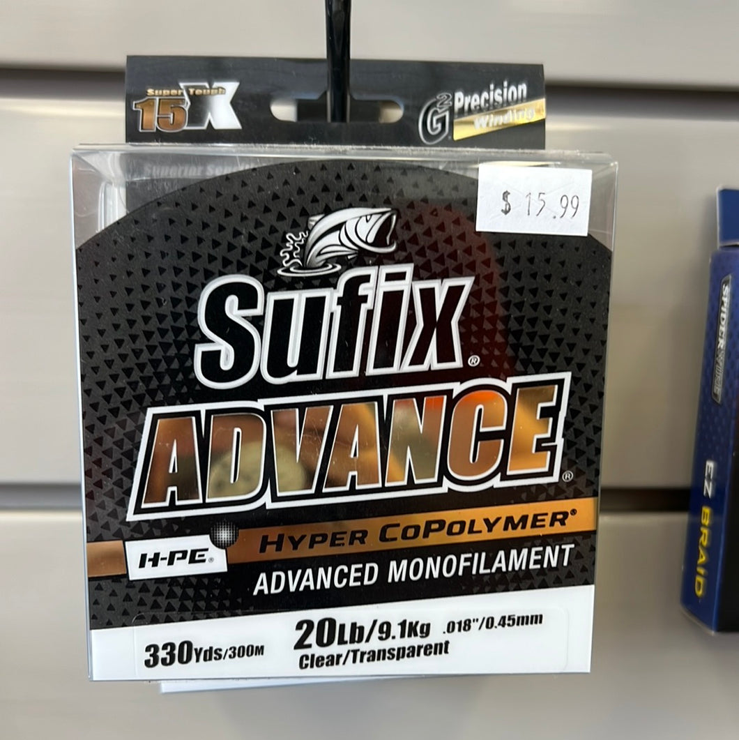 Sufix Advance Monofilament 20 lb Clear 330 Yds – Low Country