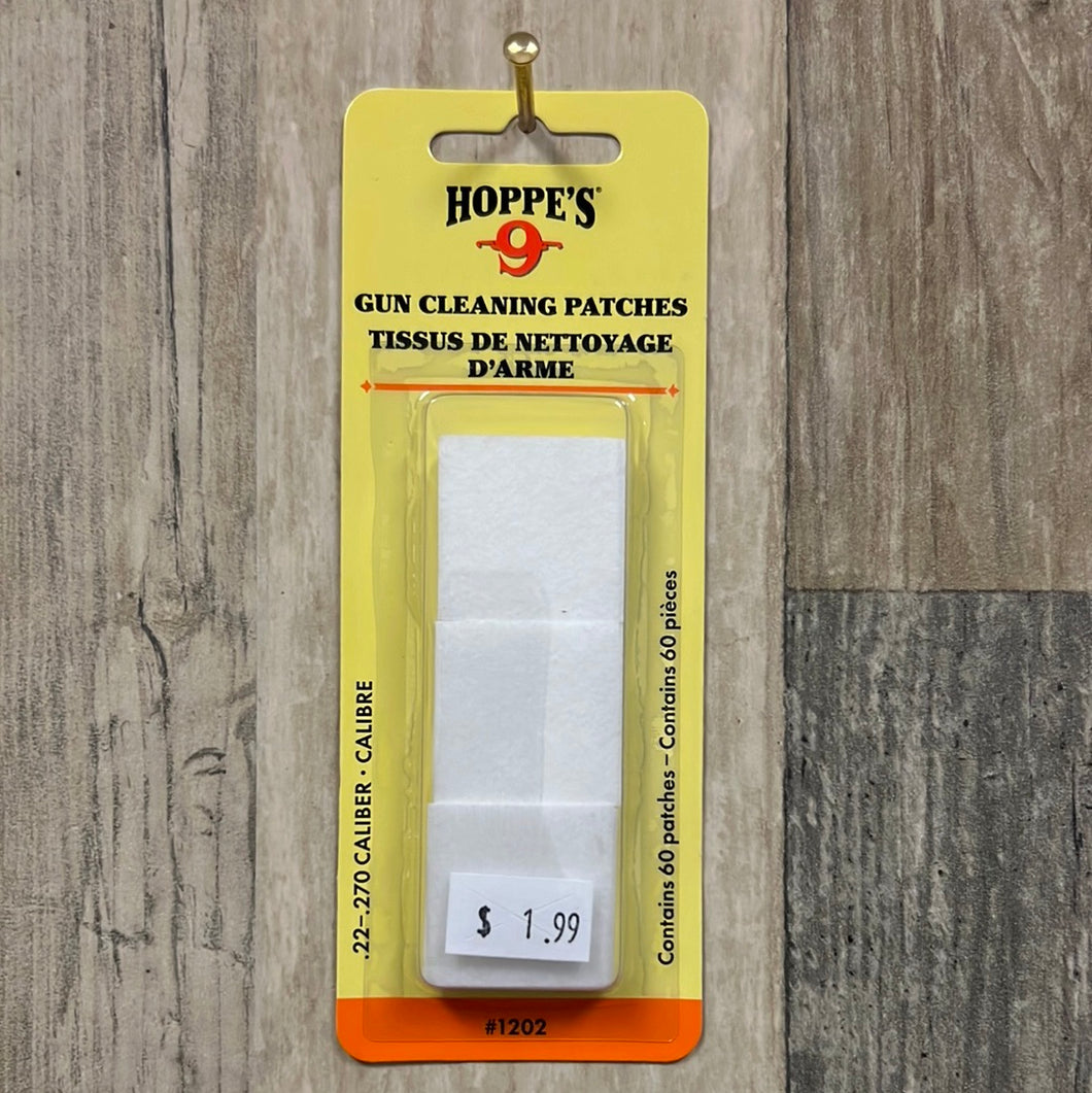 Hoppes 1202 Patches .22 - .270 Caliber No 2, 60 Pack, Poly Bag
