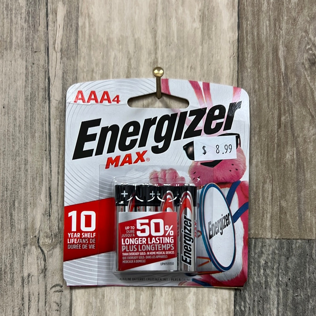 Energizer E92BP-4 Max Alkaline AAA Batteries 4Pk