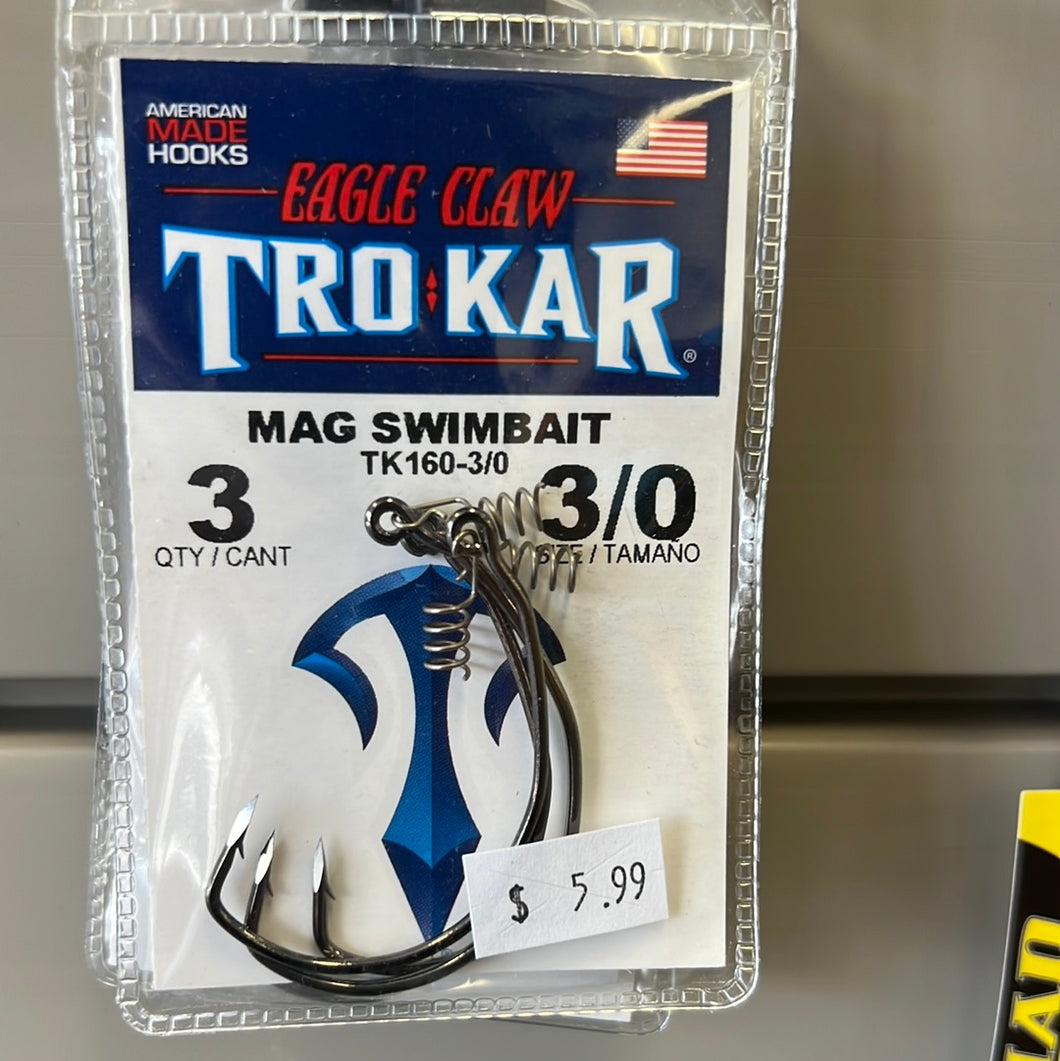 EA TroKar Magnum Swimbait Size 3/0 Platinum Black 3pk