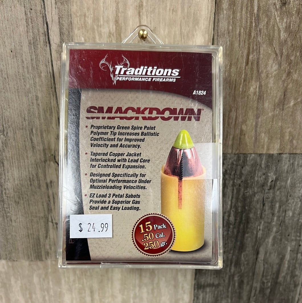 Traditions A1824 Smack Down SST 250gr .50 Bullet 15 pk
