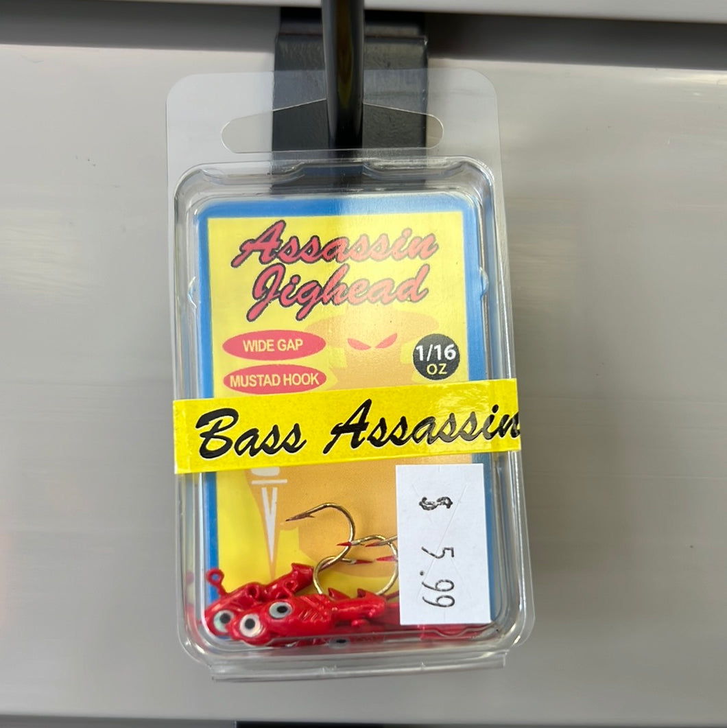 Bass Assassin CJA45002 Crappie Jighead, 1/16 oz, #2 Hook, Red