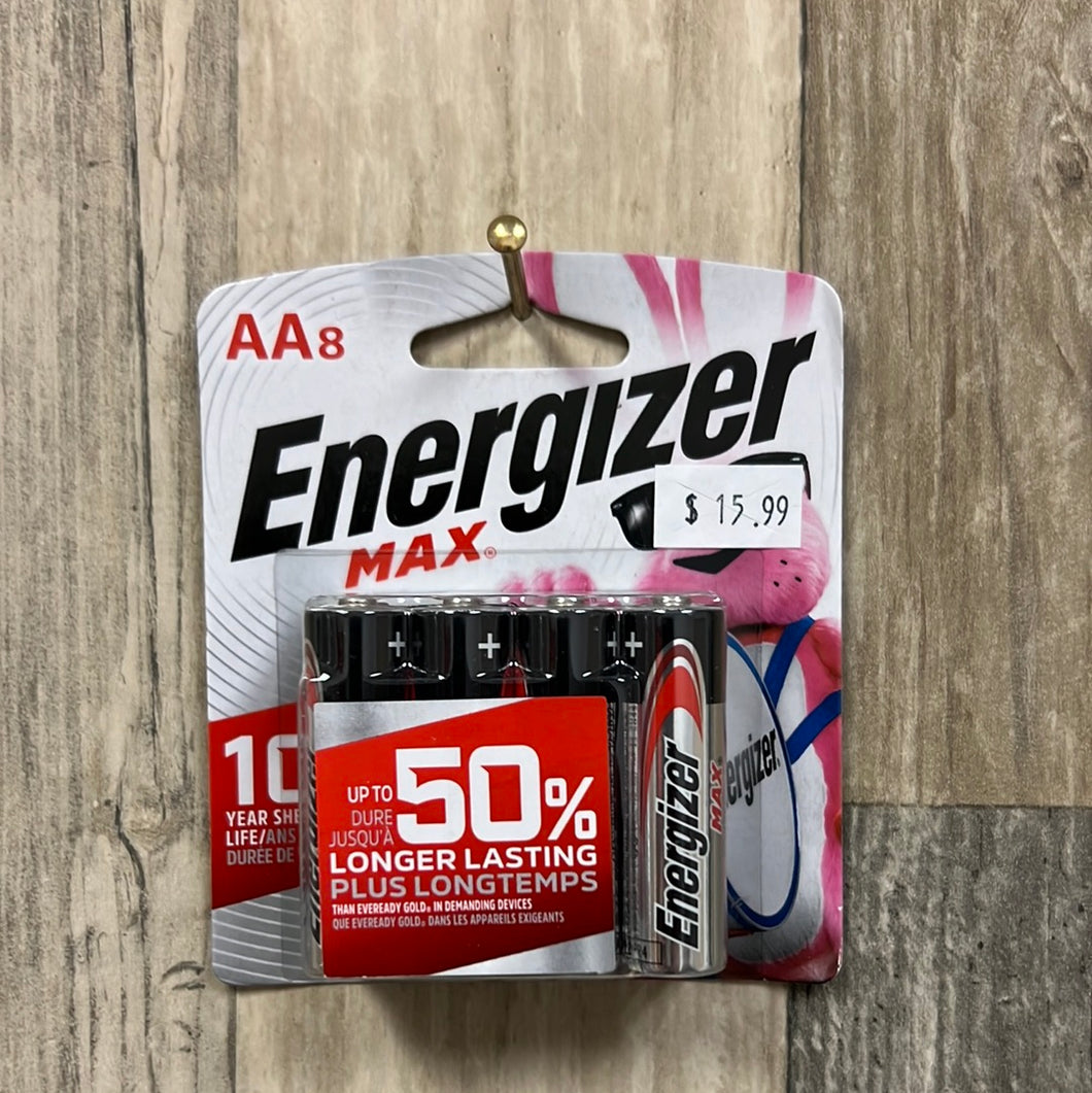 Energizer E91MP-8 Max Alkaline AA Batteries 8 Pack
