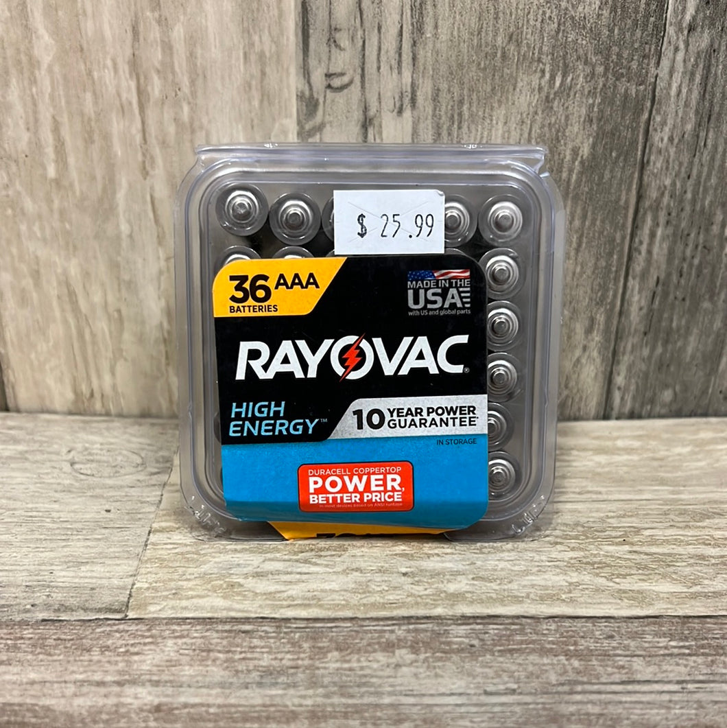 Rayovac 824-36PPK High Energy Alkaline AAA 36 Pack