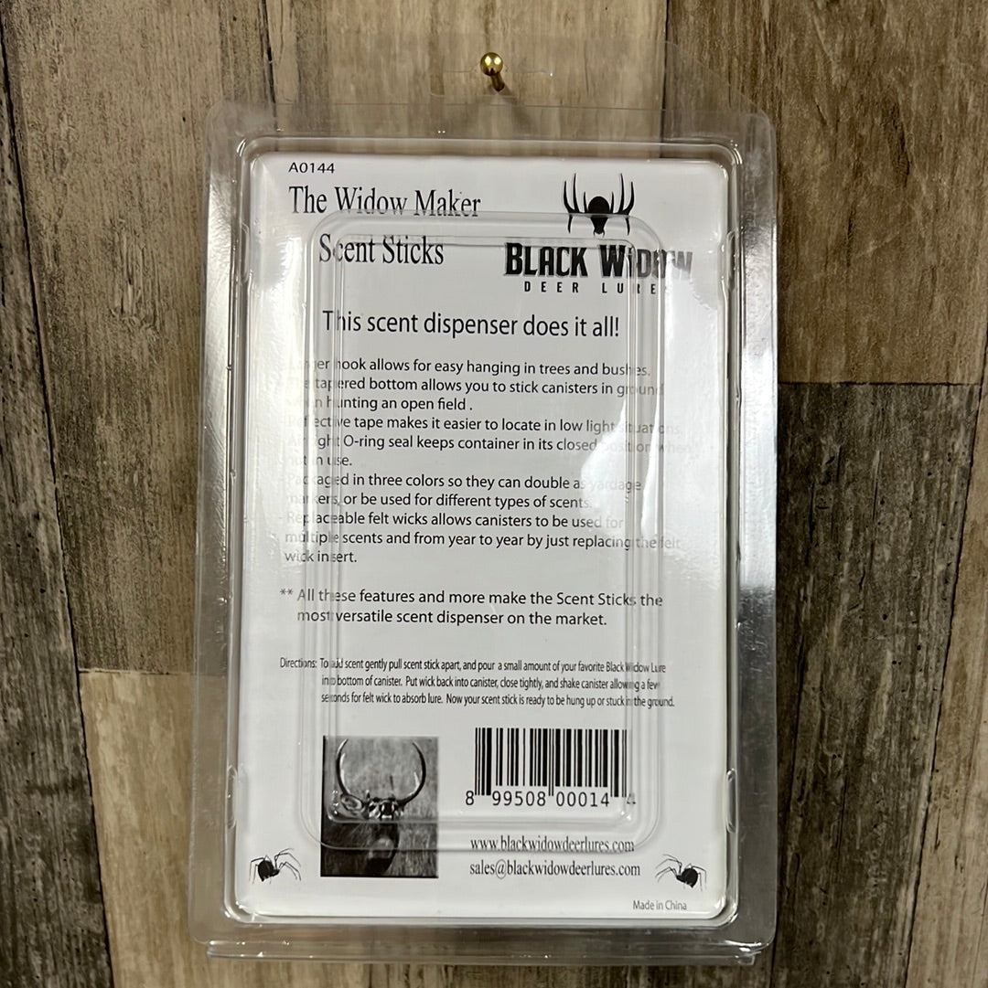 Black Widow Deer Lures A0144 Widow Maker Scent Sticks 3pk., Scent – Low  Country Outdoors LLC